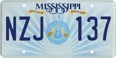 MS license plate NZJ137