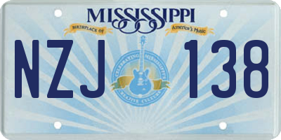 MS license plate NZJ138