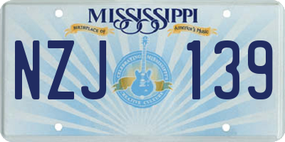 MS license plate NZJ139