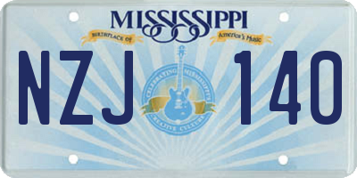 MS license plate NZJ140