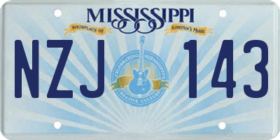 MS license plate NZJ143
