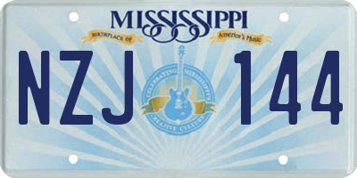 MS license plate NZJ144