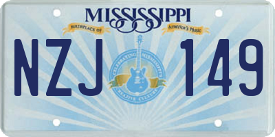 MS license plate NZJ149