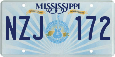 MS license plate NZJ172