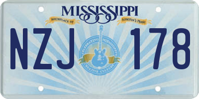 MS license plate NZJ178