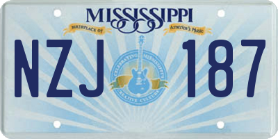 MS license plate NZJ187