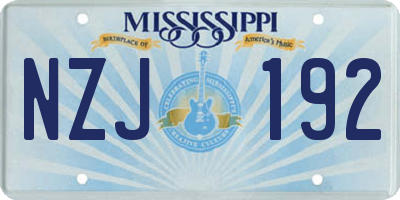 MS license plate NZJ192