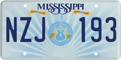 MS license plate NZJ193