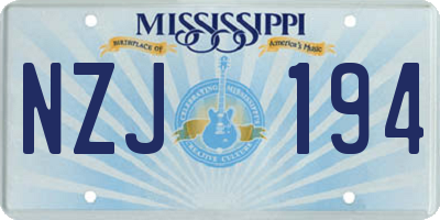 MS license plate NZJ194