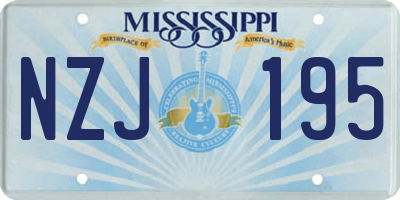 MS license plate NZJ195