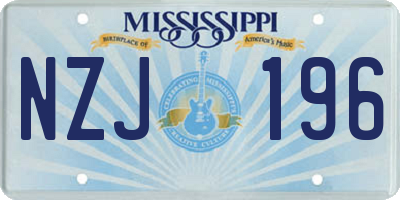 MS license plate NZJ196