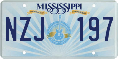 MS license plate NZJ197