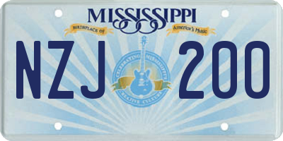 MS license plate NZJ200