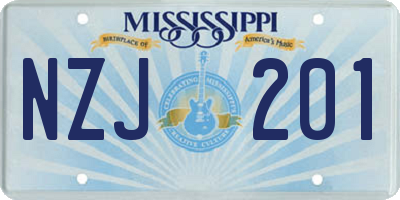 MS license plate NZJ201
