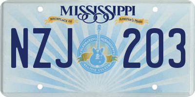 MS license plate NZJ203