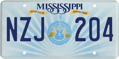 MS license plate NZJ204