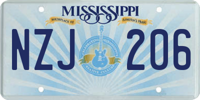 MS license plate NZJ206