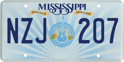 MS license plate NZJ207