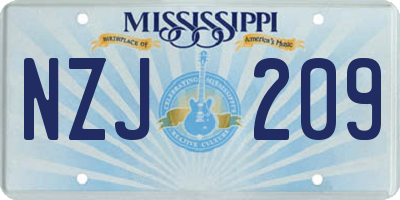 MS license plate NZJ209
