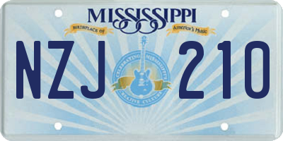 MS license plate NZJ210