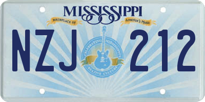 MS license plate NZJ212