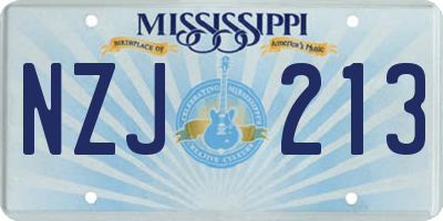 MS license plate NZJ213