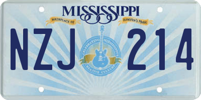 MS license plate NZJ214
