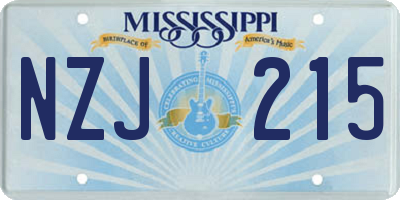 MS license plate NZJ215