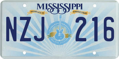 MS license plate NZJ216