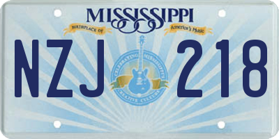 MS license plate NZJ218