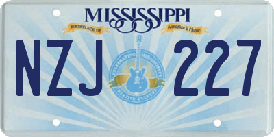 MS license plate NZJ227