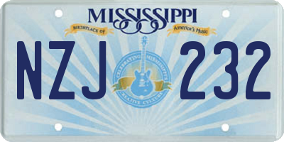 MS license plate NZJ232