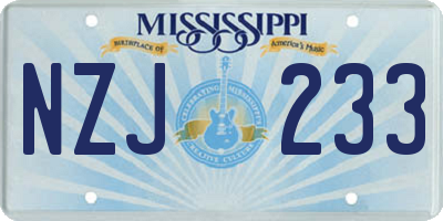 MS license plate NZJ233