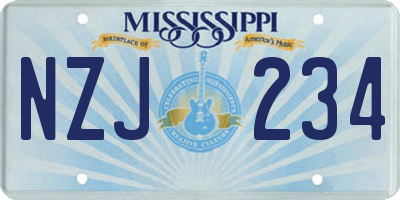 MS license plate NZJ234