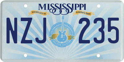 MS license plate NZJ235