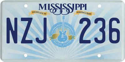 MS license plate NZJ236