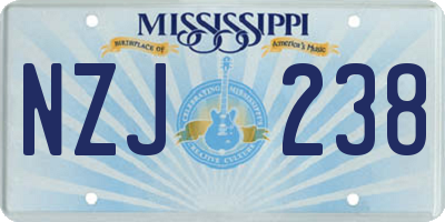 MS license plate NZJ238