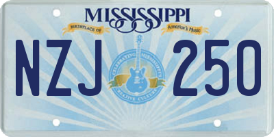 MS license plate NZJ250