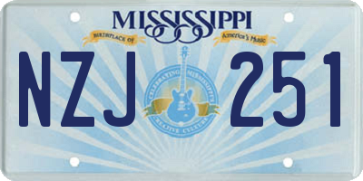MS license plate NZJ251