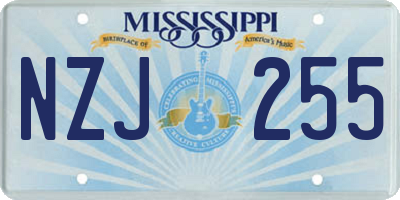 MS license plate NZJ255
