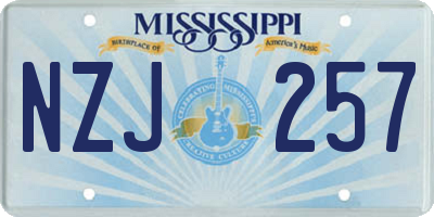MS license plate NZJ257