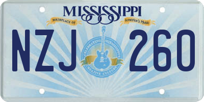 MS license plate NZJ260
