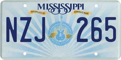 MS license plate NZJ265