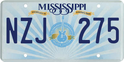 MS license plate NZJ275