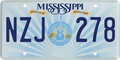 MS license plate NZJ278