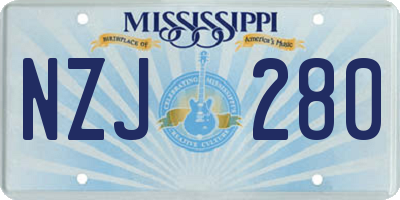 MS license plate NZJ280