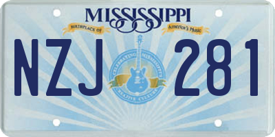 MS license plate NZJ281