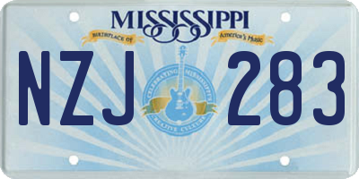 MS license plate NZJ283