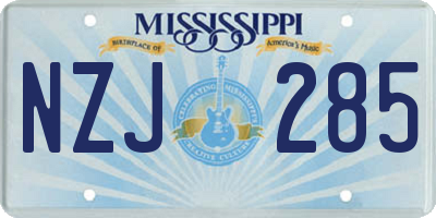 MS license plate NZJ285