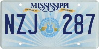 MS license plate NZJ287
